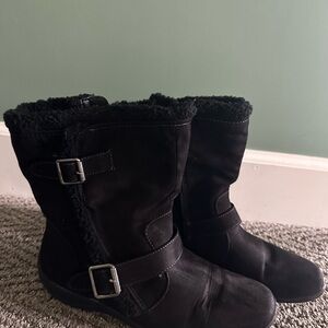Women's Black Buckle Boots